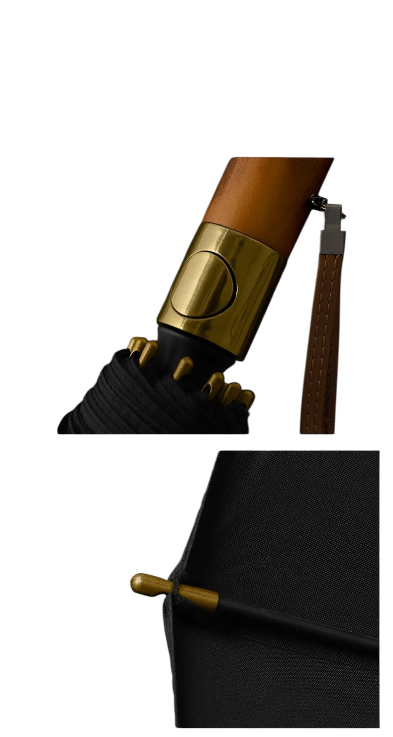 Didsbury Auto 16 Rib Walking Umbrella - Straight Wood Handle