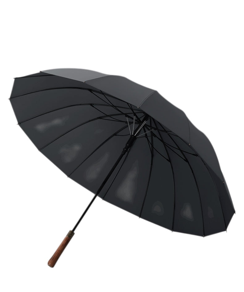 Didsbury Auto 16 Rib Walking Umbrella - Straight Wood Handle