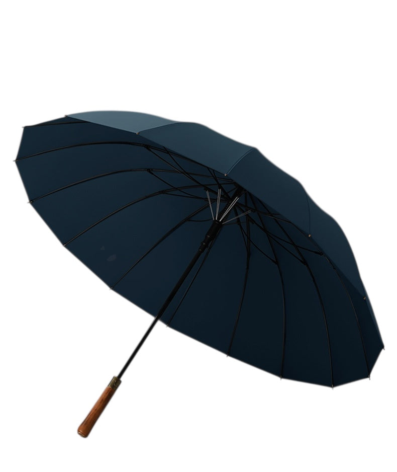 Didsbury Auto 16 Rib Walking Umbrella - Straight Wood Handle