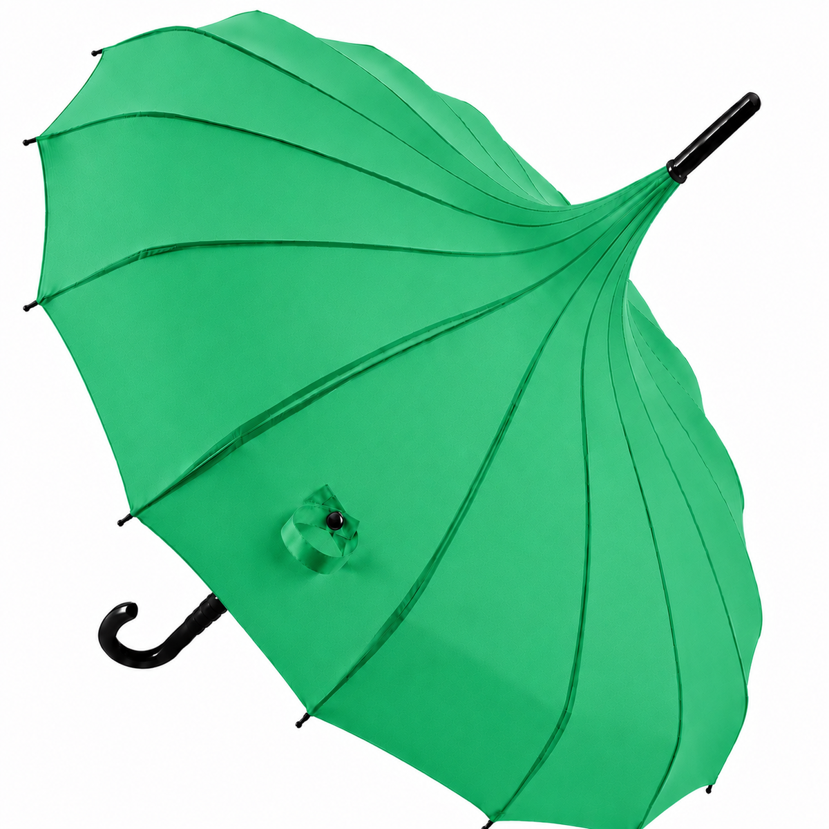 Ladies 'Olivia' Pagoda Walking Umbrella | 16 Ribs | Crook Handle | Vintage Style - Blazing Red