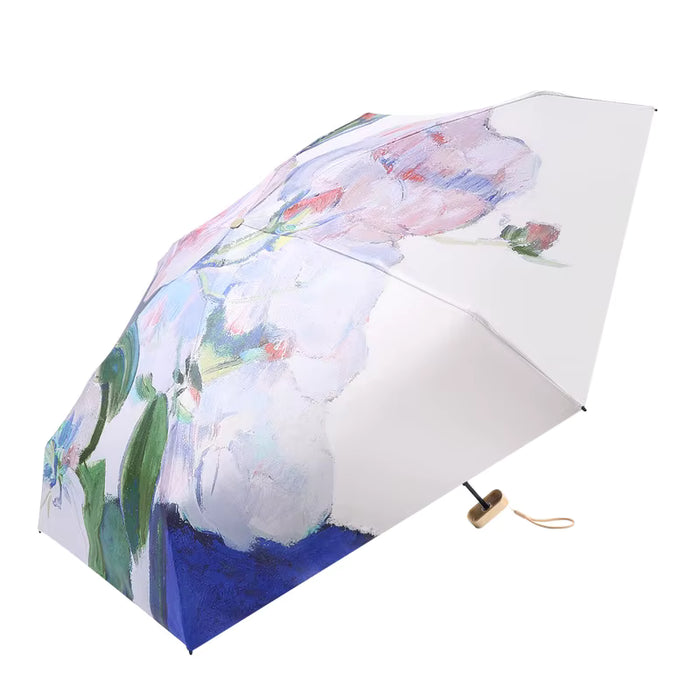 UPF 50+ Floral Compact Mini Flat Travel Umbrella | 93cm Canopy | Just 230g