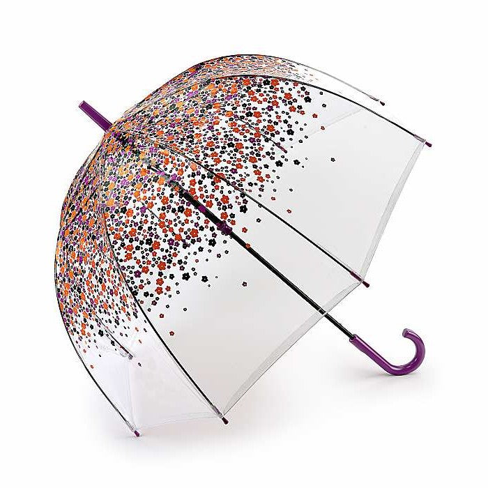Fulton Birdcage Clear Dome Umbrella - Hippie Scatter | Transparent Walking Umbrella | Wind Resistant