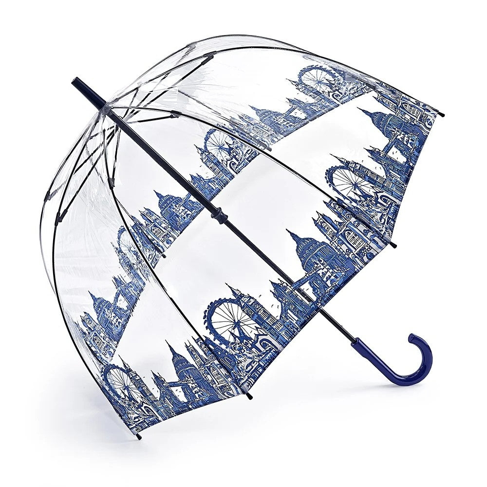 Fulton Birdcage Clear Dome Umbrella - London Icons | Transparent Walking Umbrella | Wind Resistant
