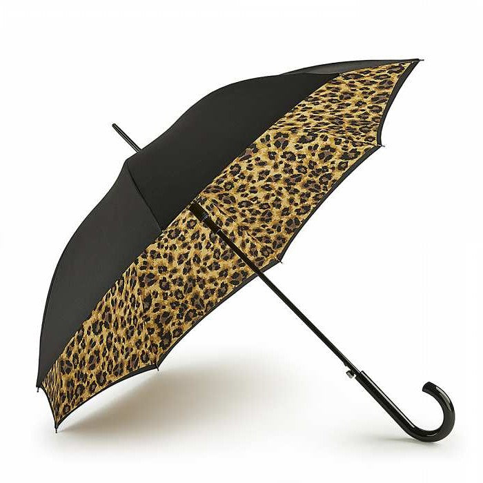Fulton Bloomsbury Auto Walking Umbrella - Lynx | Double Canopy | Wild Cat Inner Print
