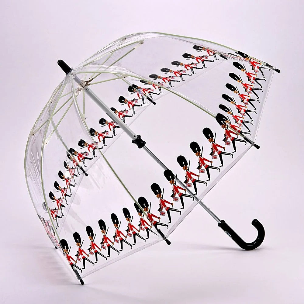 Fulton Funbrella Children's Clear Dome Umbrella - London Guards | Safe Easy-Glide | Fun Print