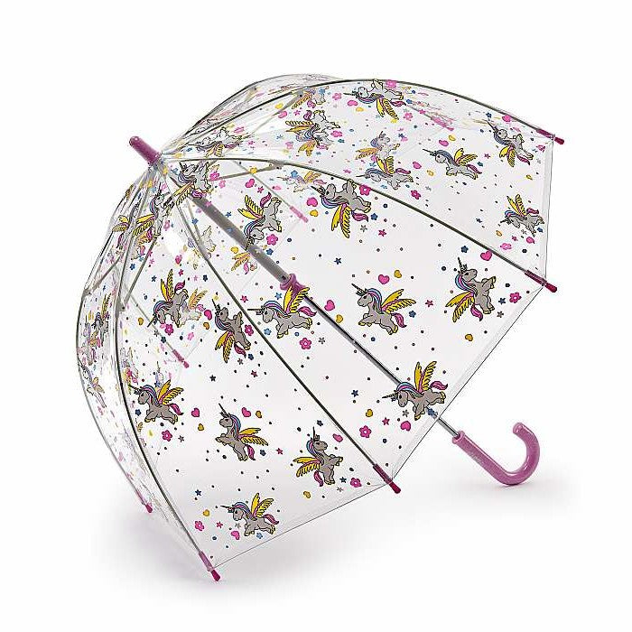 Fulton Funbrella Children's Clear Dome Umbrella - Bella the Unicorn | Safe Easy-Glide | Fun Print