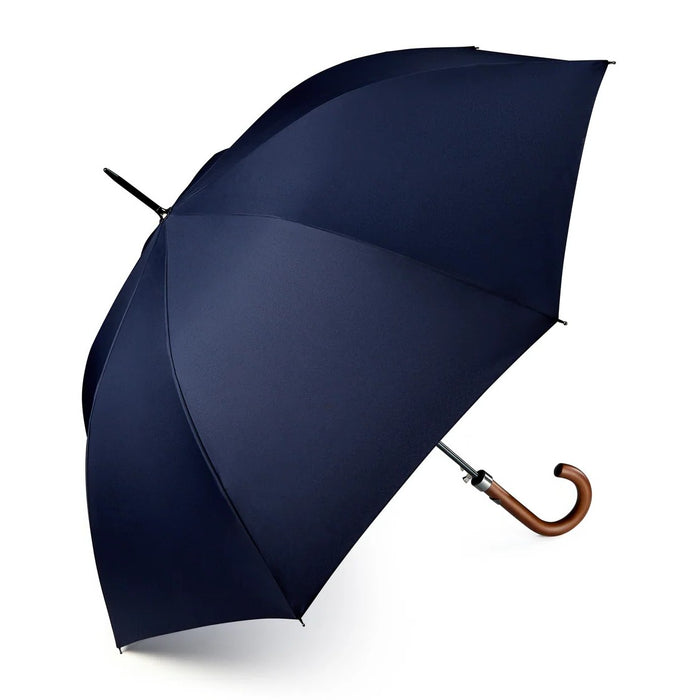 Fulton Chiswick Walking Umbrella - Navy | Wood Hook Handle | Auto Open | Recycled Fabric