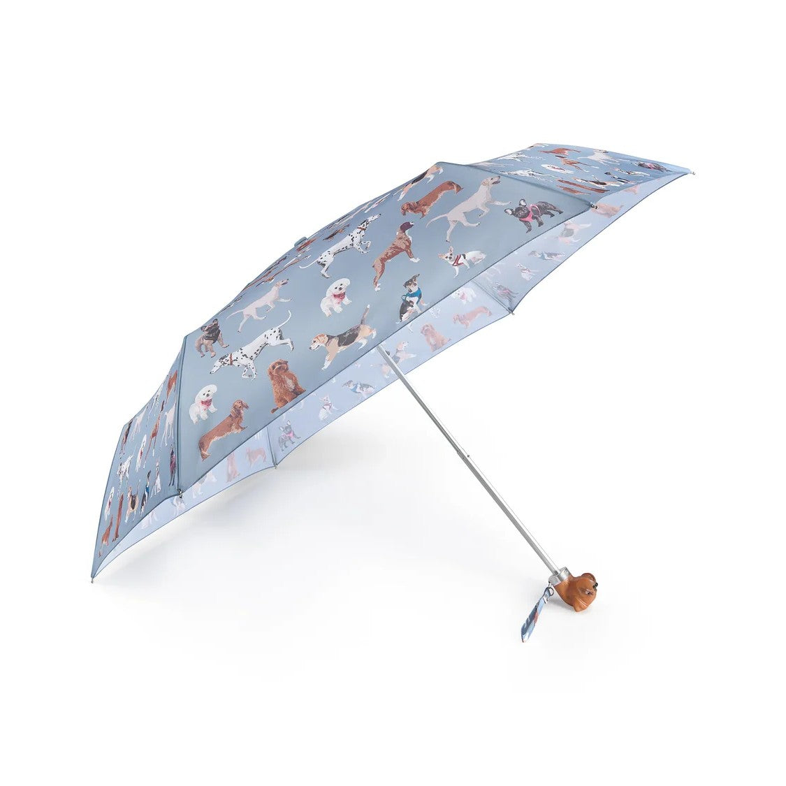 Fulton Curio Dog Handle Folding Umbrella | UPF 50+ UV Protection | Compact and Fun