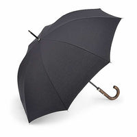 Fulton Hampstead Luxury Walking Umbrella - Black | Wood Handle | Polycotton with Matching Case