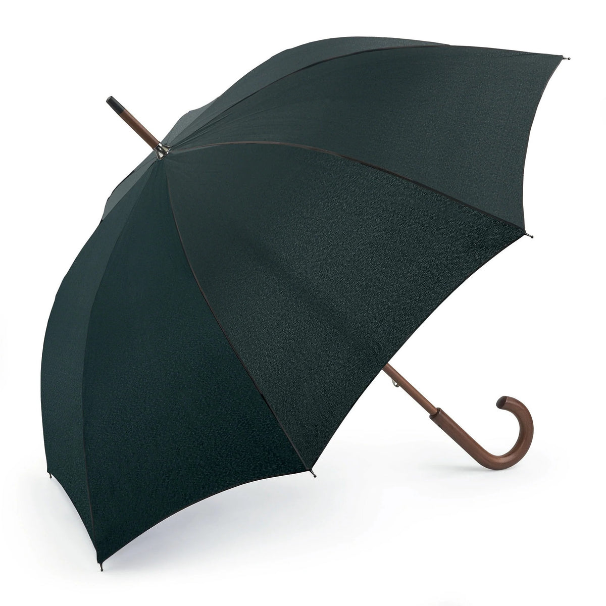 Fulton Kensington Wood Walking Umbrella - Black | Wooden Handle & Shaft | Fibreglass Ribs