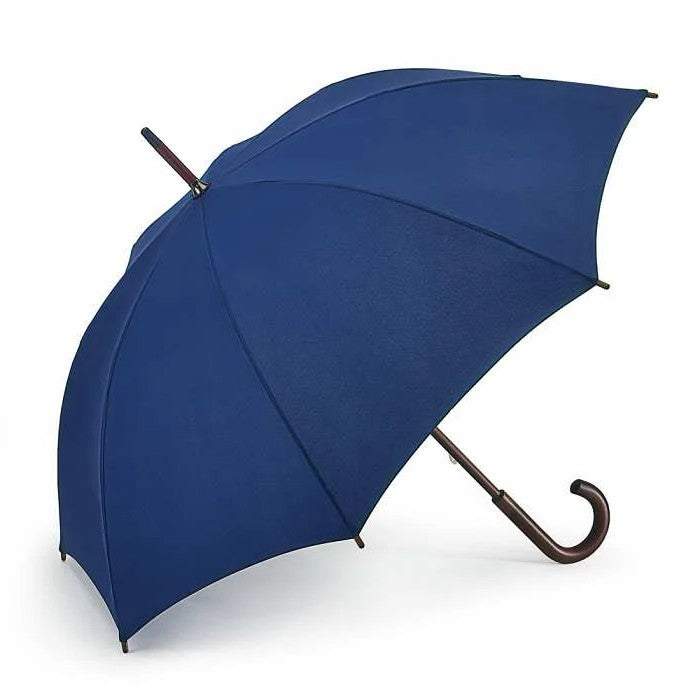 Fulton Kensington Wood Walking Umbrella - Midnight Blue | Wooden Handle & Shaft | Fibreglass Ribs