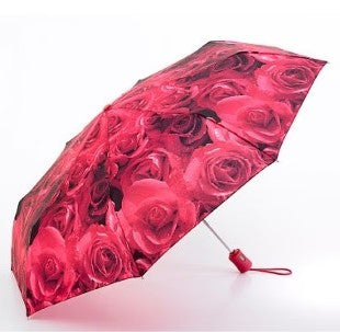 Fulton Open & Close 4 Ladies Folding Umbrella - Photo Rose Red | Auto Open & Close | Wind Resistant
