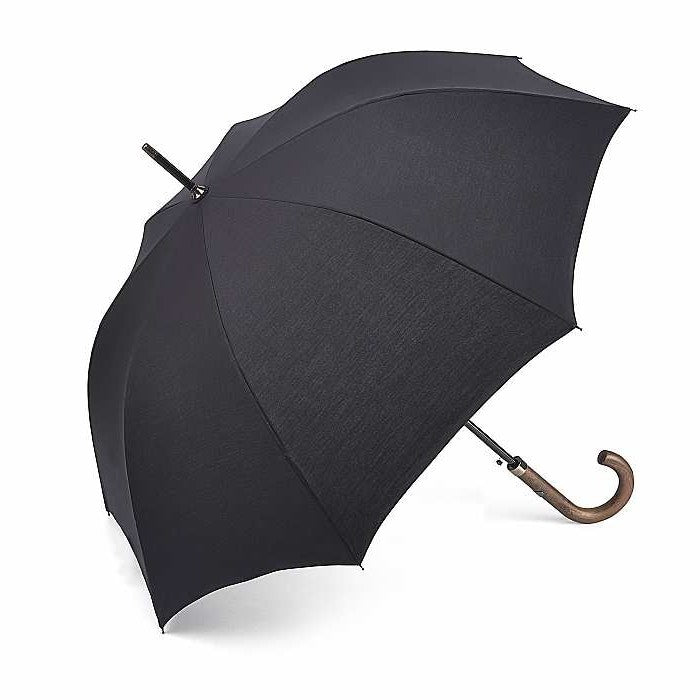 Fulton Mayfair High Performance Walking Umbrella - Black | Auto Open | Wood Hook Handle | Polycotton