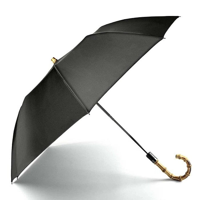 Fulton Portobello Mens Automatic Folding Umbrella - Black | Genuine Bamboo Handle | Executive Style