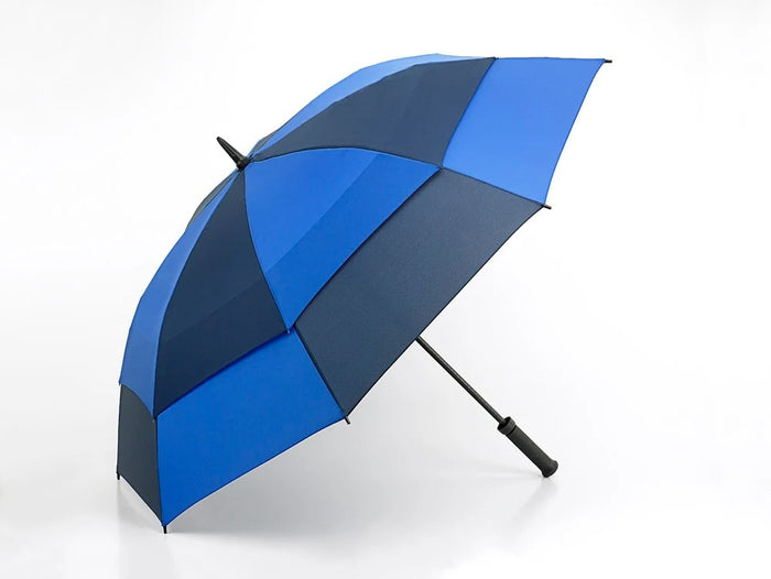 Fulton Stormshield Twin Canopy Golf Umbrella - Navy Blue | Windproof Vented Cover | 131cm Span