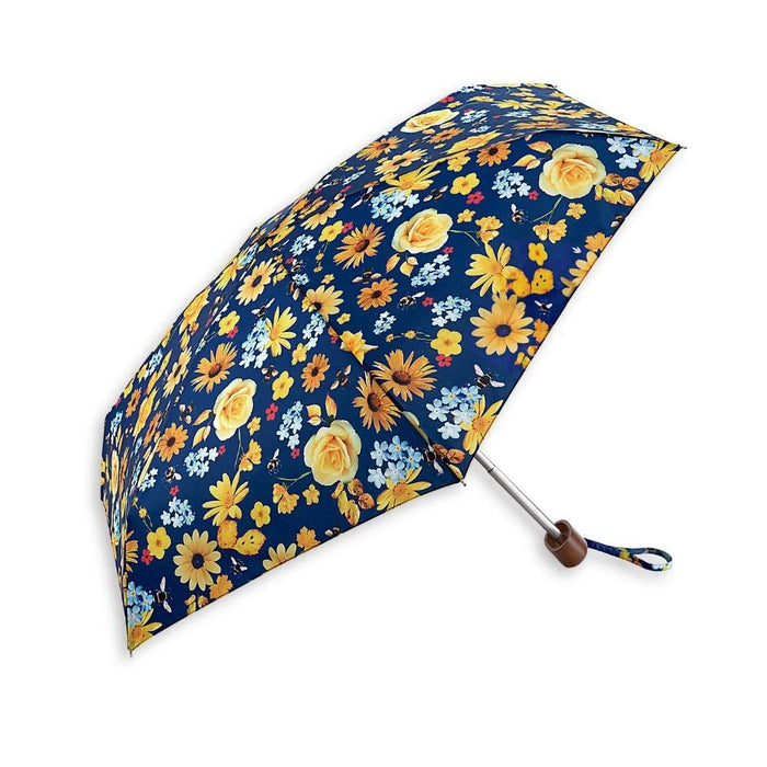 Fulton Tiny Compact Folding Umbrella - Bumble Bee Floral | Pocket Size 15cm | Wooden Handle