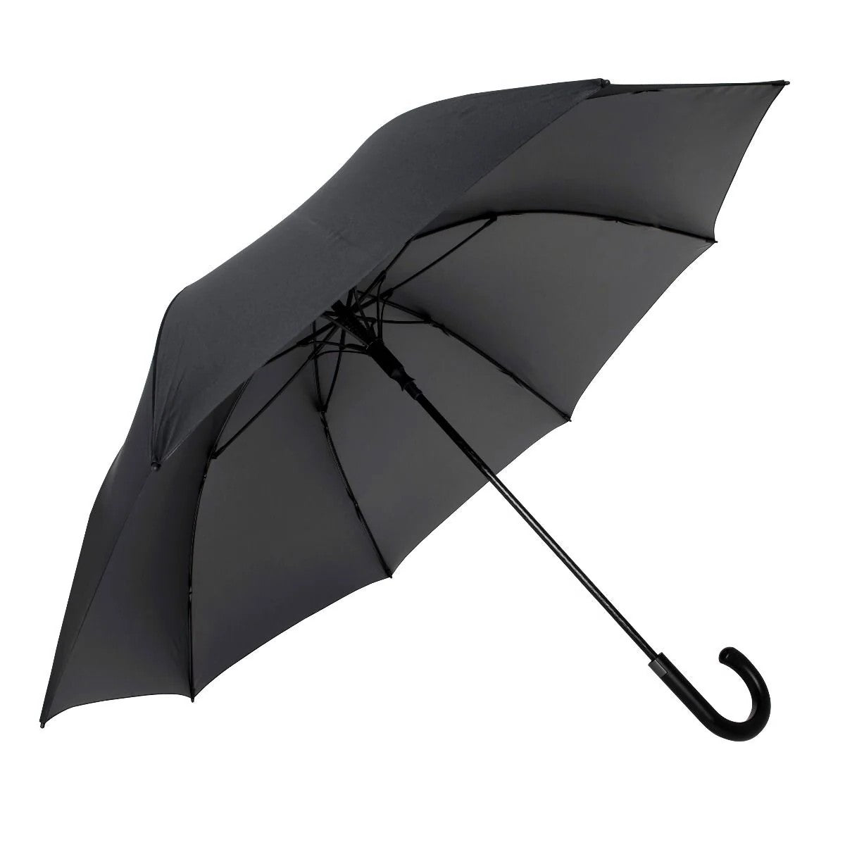 The Zeta Pro Auto Large Walking Umbrella - Black | Full Fibreglass | Windproof | 120cm Canopy