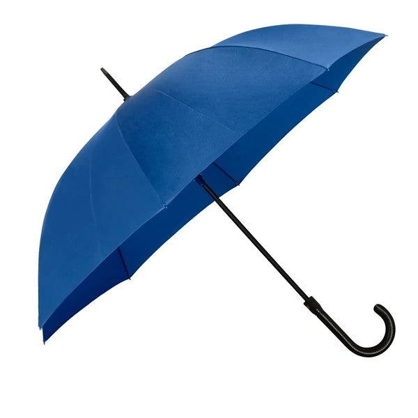 The Zeta Walking Umbrella - Navy | PU Leatherette Hook Handle | Auto Open | Fibreglass Frame