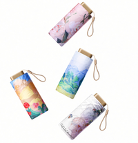 UPF 50+ Gold Reflective Compact Flat Travel Umbrella | Heat-Reflecting Outer | Floral Underside