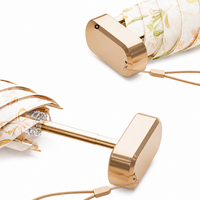UPF 50+ Floral Sketch Mini Flat Travel Umbrella | 93cm Canopy | Gold Frame