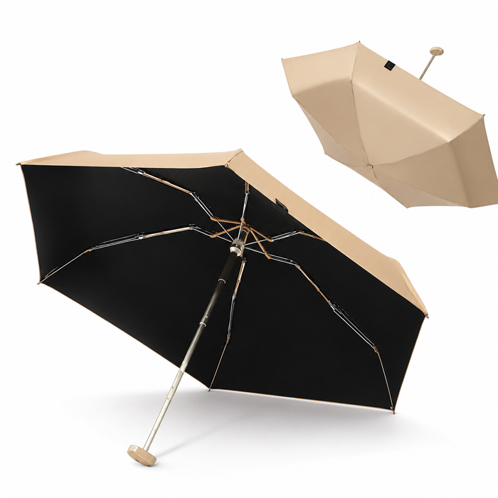UPF 50+ Gold Reflective Compact Travel Umbrella | Heat-Reflecting Outer | 93cm Canopy | 230g