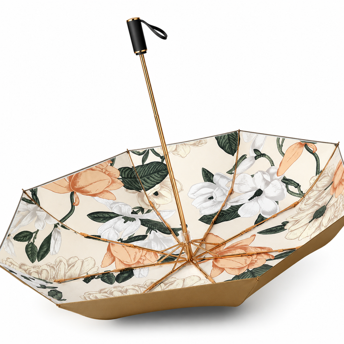 UPF 50+ Luxury Gold Reflective Travel Umbrella | Heat-Reflecting Outer | 100cm Canopy | 375g