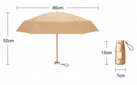 UPF 50+ Gold Reflective Compact Travel Umbrella | Heat-Reflecting Outer | 93cm Canopy | 230g