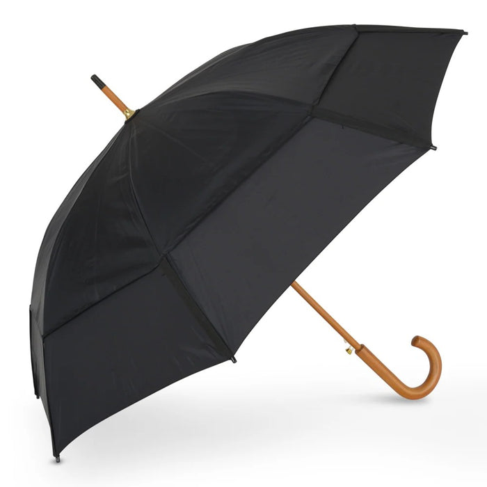 GustBuster Classic Automatic Windproof Walking Umbrella | Vented Canopy | Wood Handle | Wind Tested 55mph
