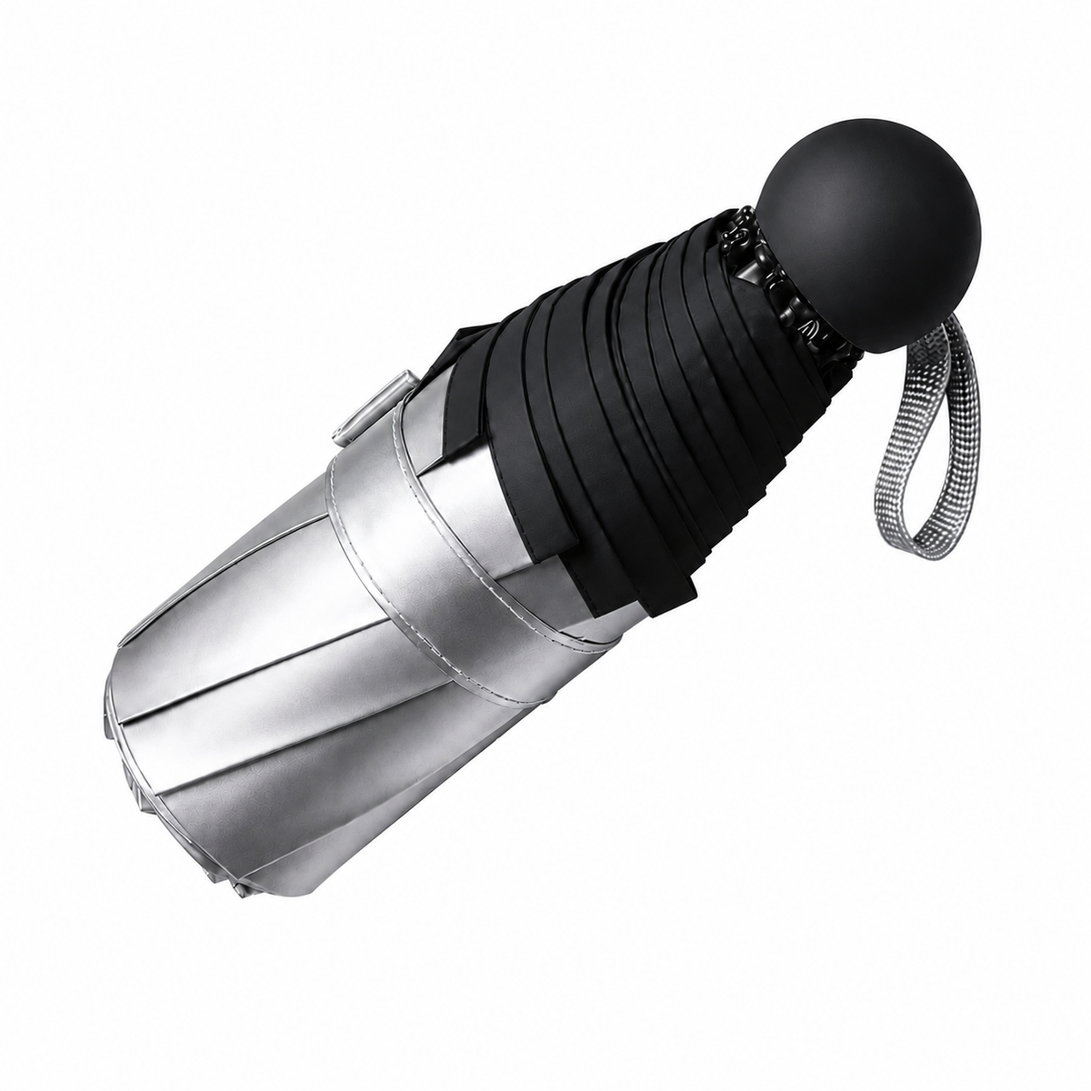 UW UPF 50+ Silver Reflective Compact Travel Umbrella | Heat-Reflecting Outer | 93cm Canopy | 173g