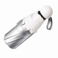 UW UPF 50+ Silver Reflective Compact Travel Umbrella | Heat-Reflecting Outer | 93cm Canopy | 173g