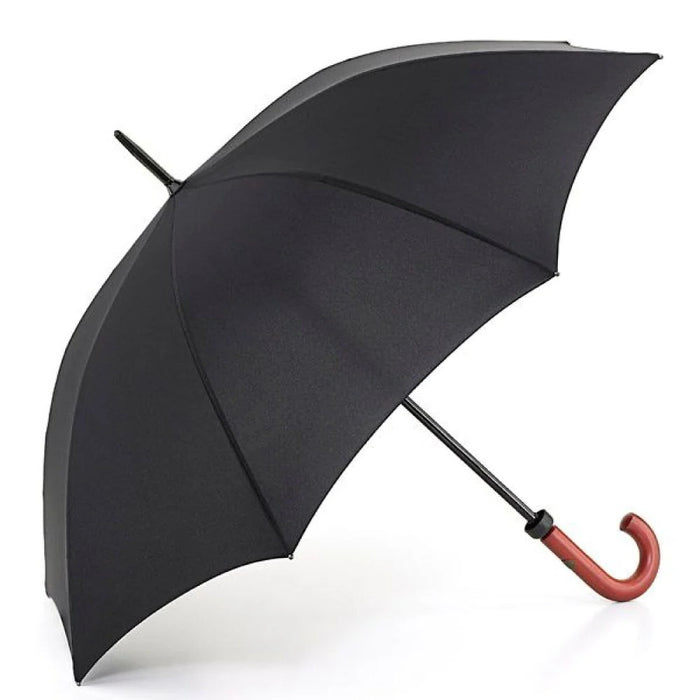 Fulton Huntsman Wood Handle Walking Umbrella - Black | Double Ribs | Extra-Strong 109cm Canopy