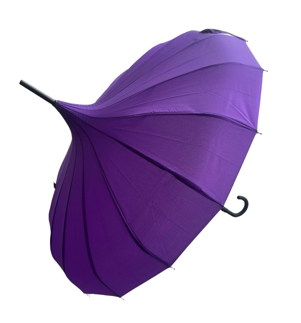 Ladies 'Olivia' Pagoda Walking Length Umbrella - Purple - Umbrellaworld