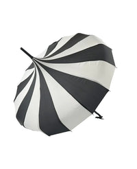 Ladies 'Olivia' Pagoda Walking Umbrella - Black & Cream | 16 Ribs | Vintage Style