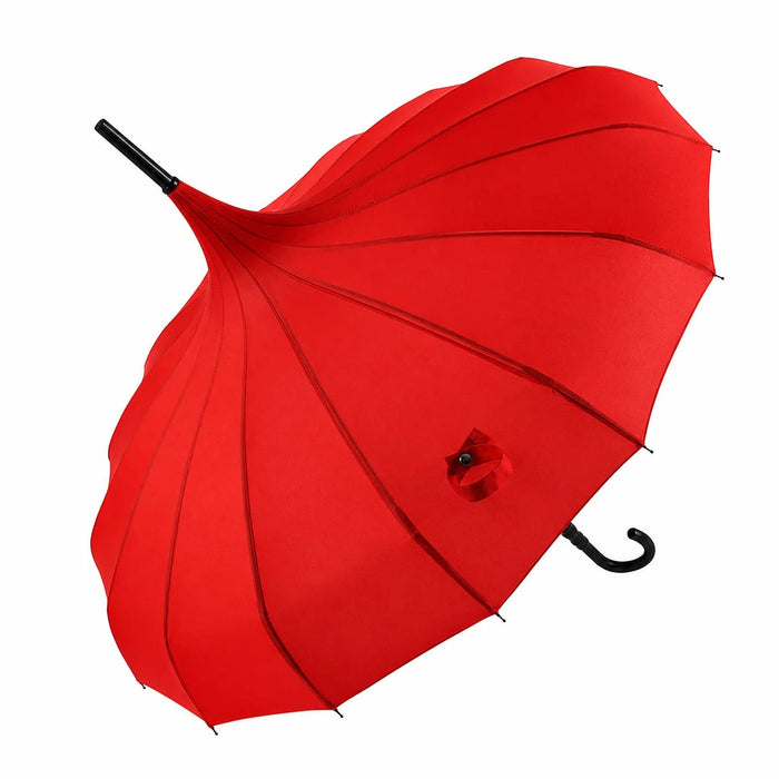 Ladies 'Olivia' Pagoda Walking Umbrella | 16 Ribs | Crook Handle | Vintage Style