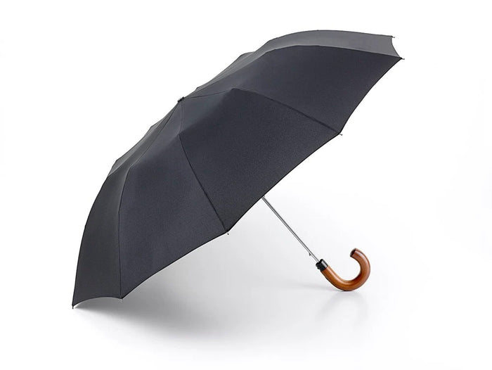Fulton Magnum Men's Automatic Umbrella - Black | Solid Wood Crook Handle | Extra-Large 104cm Cover