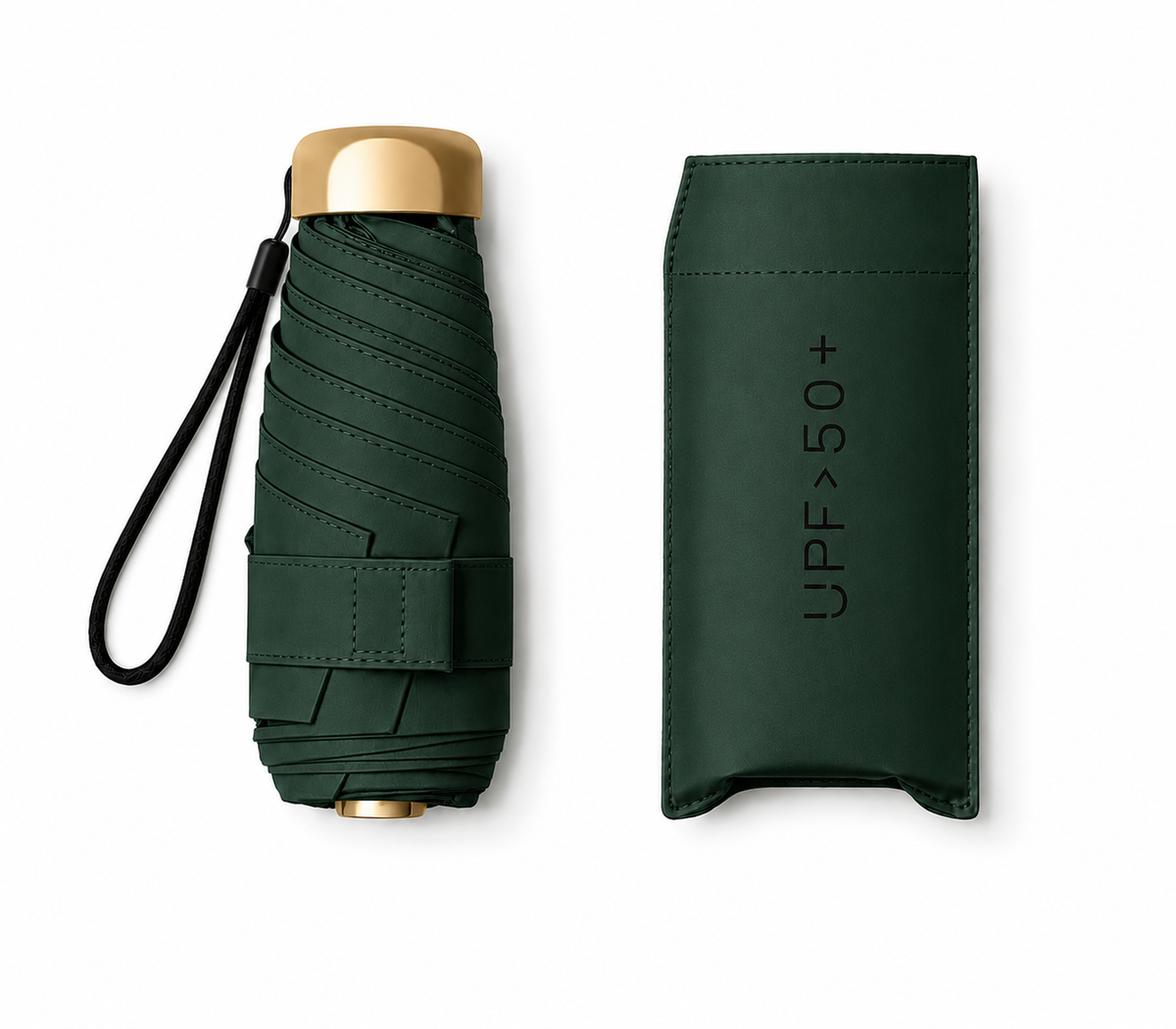 UW UPF 50+ Compact Flat Travel Umbrella | Sun &amp; Rain Protection | 93cm Canopy | Just 173g