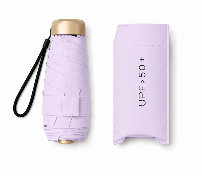 UW UPF 50+ Compact Flat Travel Umbrella | Sun &amp; Rain Protection | 93cm Canopy | Just 173g