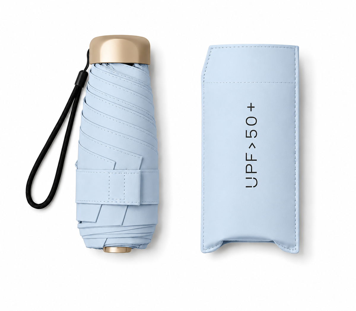 UW UPF 50+ Compact Flat Travel Umbrella | Sun &amp; Rain Protection | 93cm Canopy | Just 173g