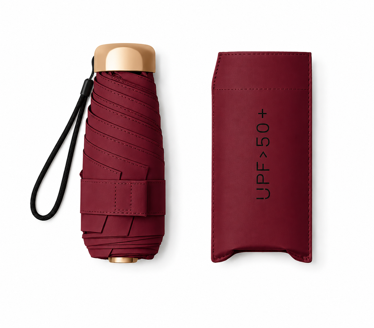 UW UPF 50+ Compact Flat Travel Umbrella | Sun &amp; Rain Protection | 93cm Canopy | Just 173g