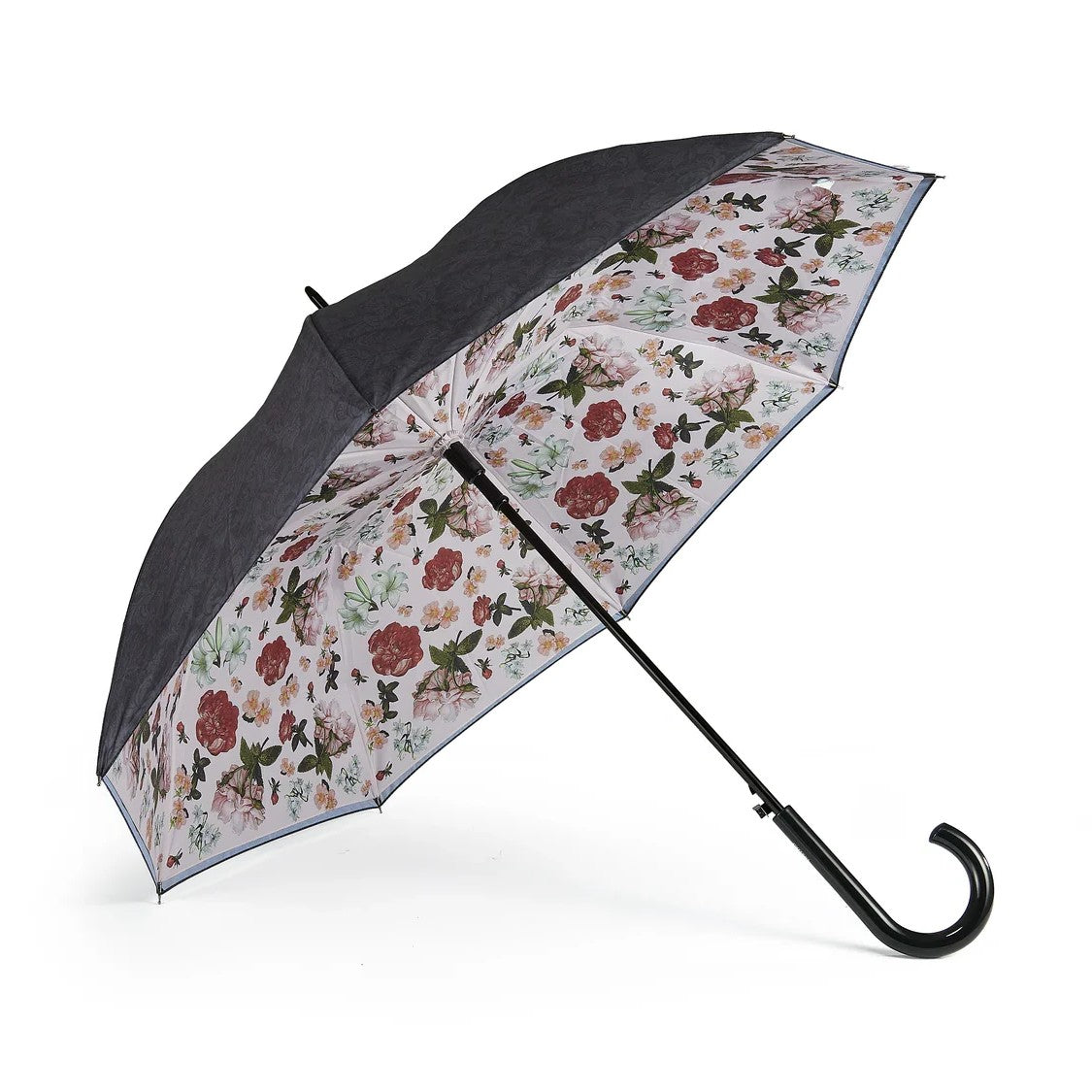 National Gallery Bloomsbury Walking Umbrella - Bosschaert Blushed Blooms | Double Canopy | Auto Open