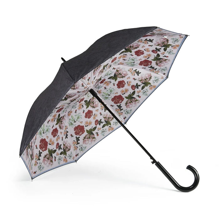 National Gallery Bloomsbury Walking Umbrella - Bosschaert Blushed Blooms | Double Canopy | Auto Open