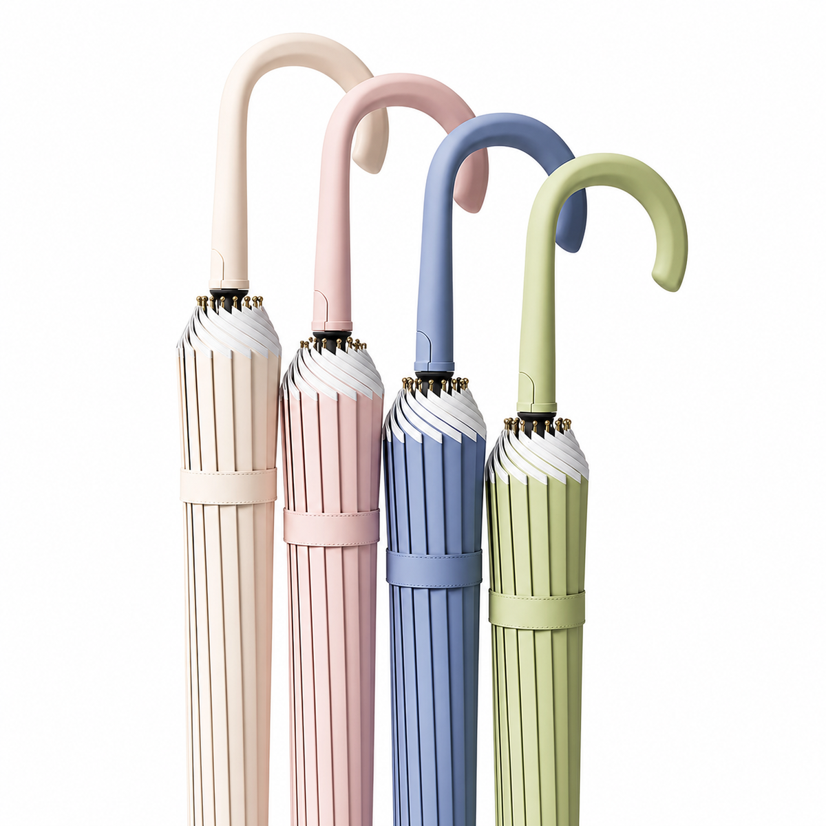 One Piece Canopy Auto Walking Umbrella | Fashion Colours | Fibreglass Frame | 105cm Canopy