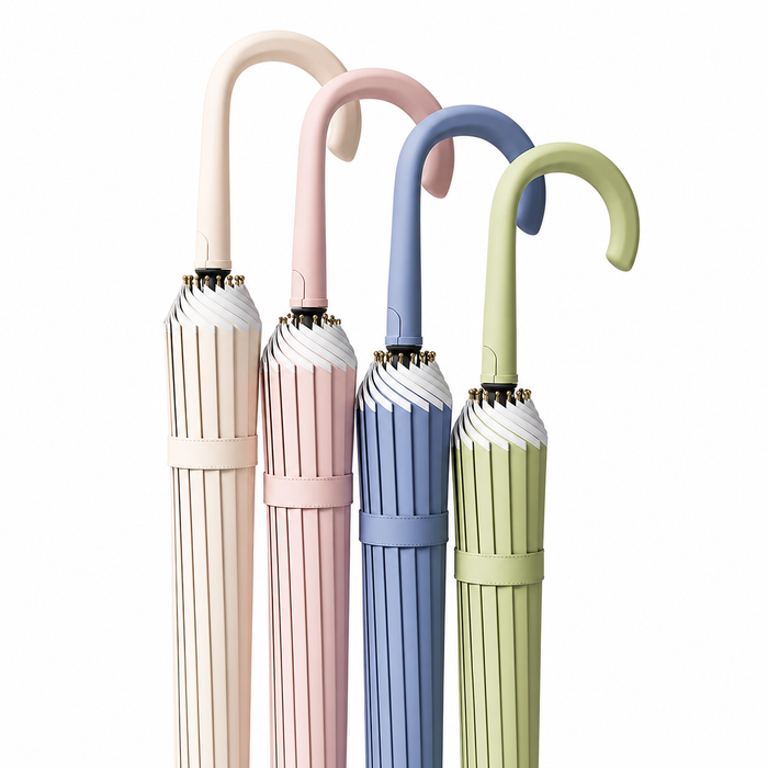 One Piece Canopy Auto Walking Umbrella | Fashion Colours | Fibreglass Frame | 105cm Canopy
