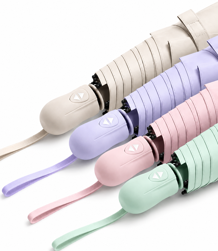 UPF 50+ Auto Supermini Travel Umbrella | Sun &amp; Rain Protection | Easy Open | Only 220g