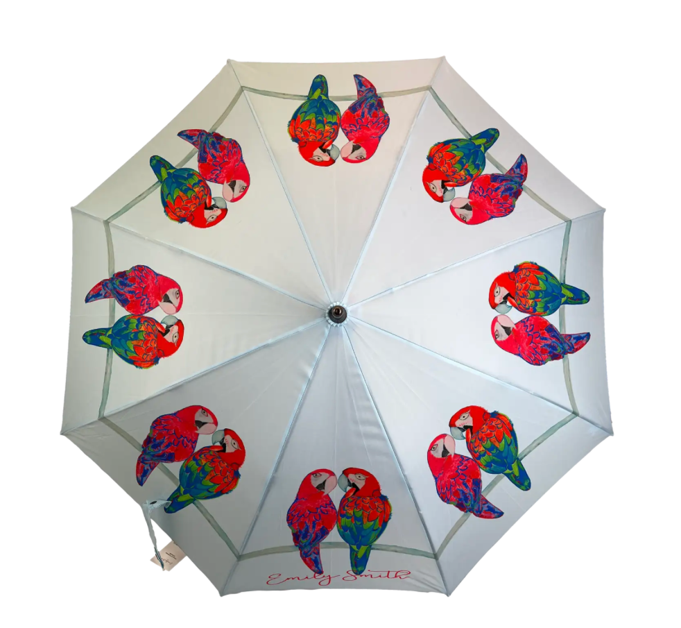 Emily Smith Designs - Walking Umbrella - Percy and Penelope - Parrot - Umbrellaworld