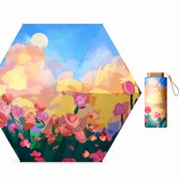 UPF 50+ Art Print Compact Mini Flat Travel Umbrella | 93cm Canopy | Just 230g