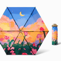 UPF 50+ Gold Reflective Compact Travel Umbrella | Heat-Reflecting Outer | Floral Underside