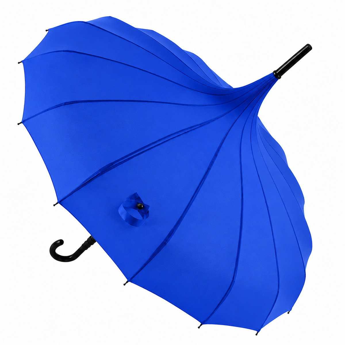 Ladies 'Olivia' Pagoda Walking Umbrella | 16 Ribs | Crook Handle | Vintage Style - Blazing Red