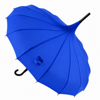 Ladies 'Olivia' Pagoda Walking Umbrella | 16 Ribs | Crook Handle | Vintage Style - Blazing Red