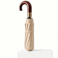 UPF 50+ Auto AOC Folding Umbrella | 10 Rib Frame | Easy Open | Wood Hook Handle
